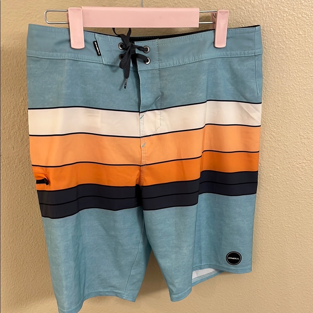 O'Neill Blue and Orange Board Shorts Vibrant Swimwear
